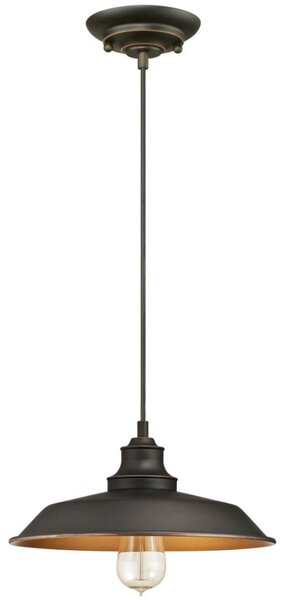 Lampada a sospensione a una luce Iron Hill bronzo oliato