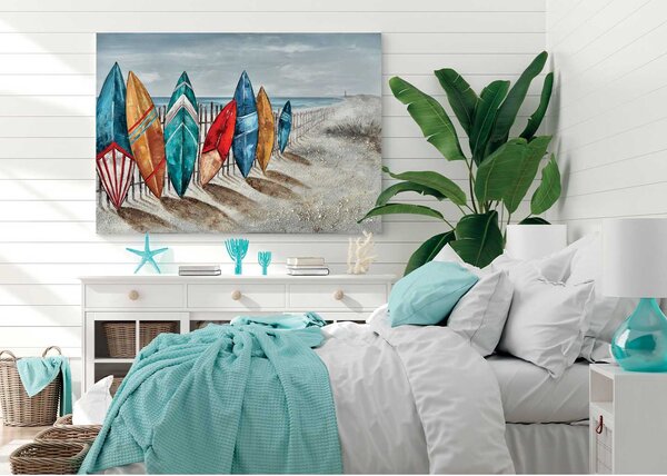 Agave Quadro moderno a tema marino dipinto a mano su tela "Surfing paradise" 120x90 -