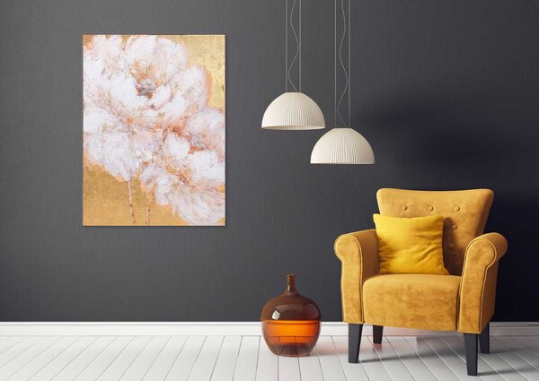 Agave Quadro moderno dipinto a mano su cotone tema natura "Fiore aureo" 90x120 -
