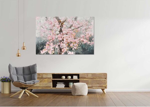 Agave Quadro moderno a tema floreale dipinto a mano "Primavera d’oriente" 120x80 -