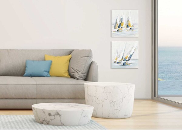 Agave Set 2pz quadri con paesaggio dipinti a mano su tela "Mediterranean Wind" 40x40 -