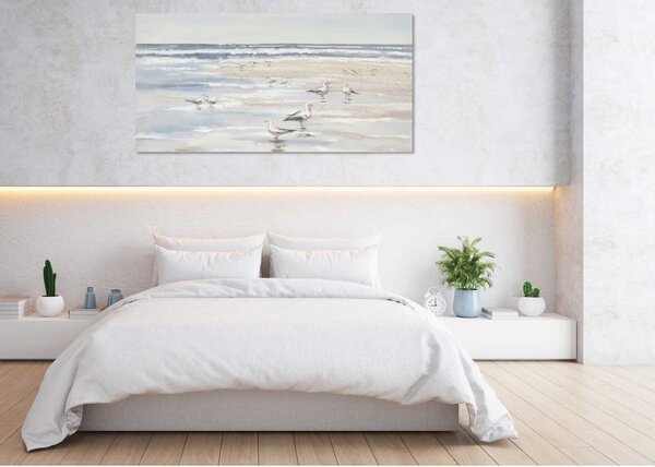 Agave Quadro con paesaggio in stile moderno dipinto a mano "Mare d'inverno" 140x70 -