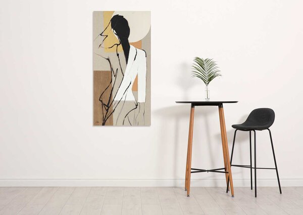 Agave Quadro contemporaneo figurativo dipinto a mano su tela "Elegant Shape 2" 50x100 Tela,Cotone Dipinti su Tela Quadri per soggiorno