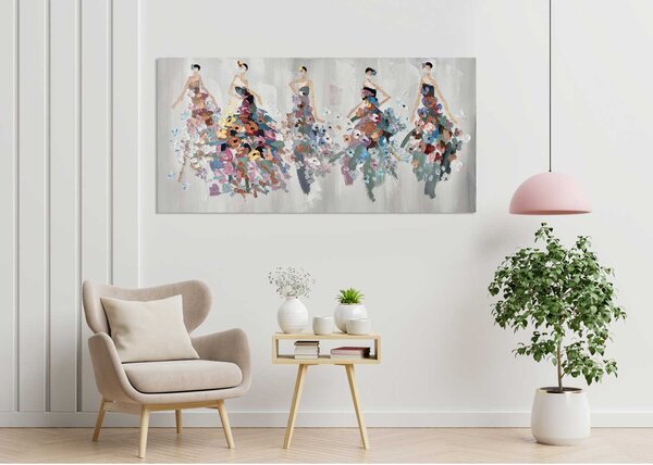 Agave Quadro contemporaneo astratto dipinto a mano "Sfilata di Primavera" 140x70 Tela,Cotone Dipinti su Tela Quadri per soggiorno