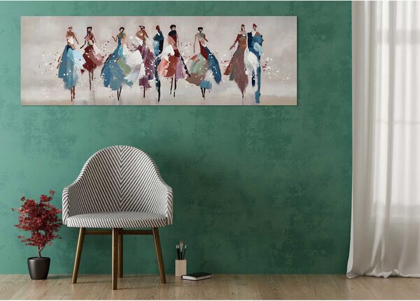 Agave Quadro astratto contemporaneo dipinto a mano su tela di cotone "Fashion" 150x50 Tela,Cotone Dipinti su Tela Quadri per soggiorno