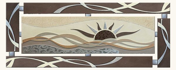 Artitalia Quadro in rilievo dipinto su legno con glitter e foglia argento moderno 150x65 -