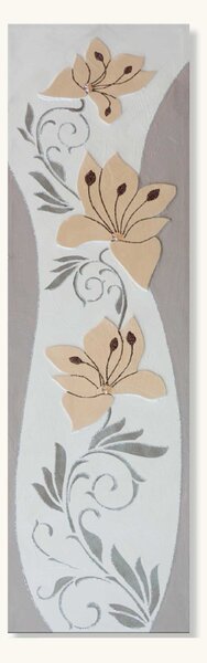 Runa Art Quadro Moderno Con Gigli - Murale Astratto Turchese E Grigio Per Corridoio 016515a - Made In Germany Su Tela Non Tessuta
