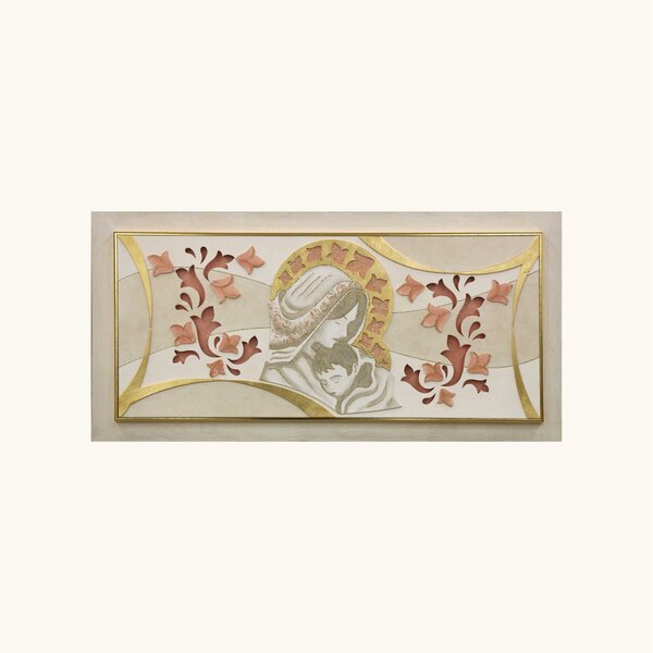 Artitalia Capezzale con Maternità moderno in rilievo decori materici e foglia oro 120x60 -