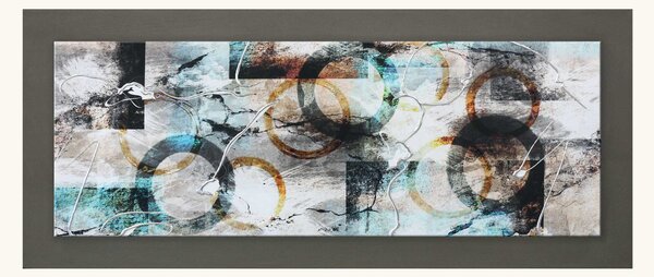 Artitalia Quadro in legno tema moderno astratto in rilievo dettagli in argento -