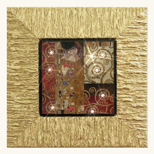 Artitalia Stampa piccola con cornice in legno dorato "Il Bacio II" 26x26 Klimt Legno,Tela Stampe su Tela Quadri per soggiorno