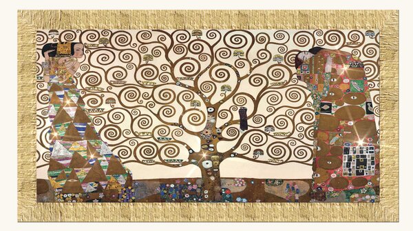 Artitalia Stampa cornice dorata dettagli materici glitterati "l'albero della vita" 154x86 - Klimt