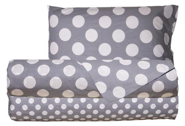 Completo letto lenzuola 100% cotone made in italy POIS GRIGIO - MATRIMONIALE