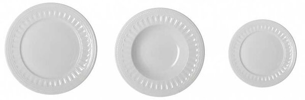 Brandani Set 18 pz servizio di piatti piani, fondi e piattino classici in ceramica - Senzatempo