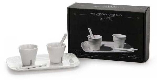 Seletti Set 2 tazze da caffe con cucchiaini e vassoio in porcellana dal design moderno - Estetico Quotidiano