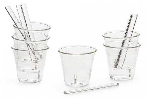Seletti Set 6 pezzi Tazzine da Caffè con cucchiaini in vetro dal design moderno Estetico Quotidiano Vetro Trasparente