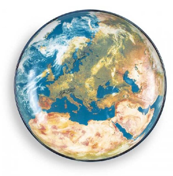 Seletti Vassoio rotondo in porcellana con finitura in bonzo "Earth Europa" Cosmic Diner Porcellana Bronzo Vassoi di Design,Vassoi Moderni