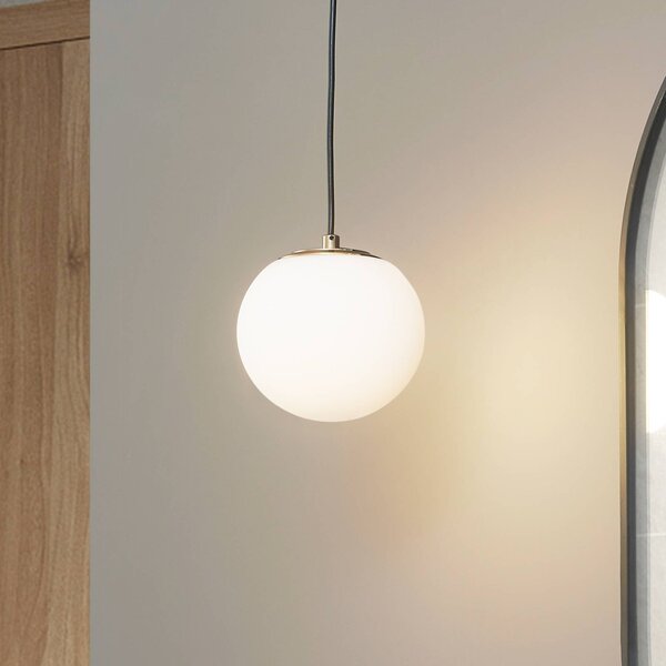Lampada a sospensione in vetro Bidolo Lucande, dimmerabile, Ottone / Oro, Bagno, Vetro, Lampada a sospensione