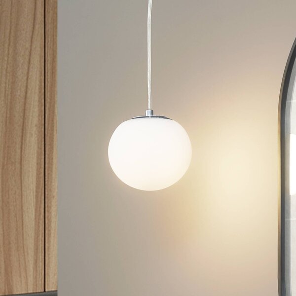 Lampada a sospensione in vetro Bidolo Lucande, dimmerabile, Cromo / Argento, Bagno, Vetro, Lampada a sospensione