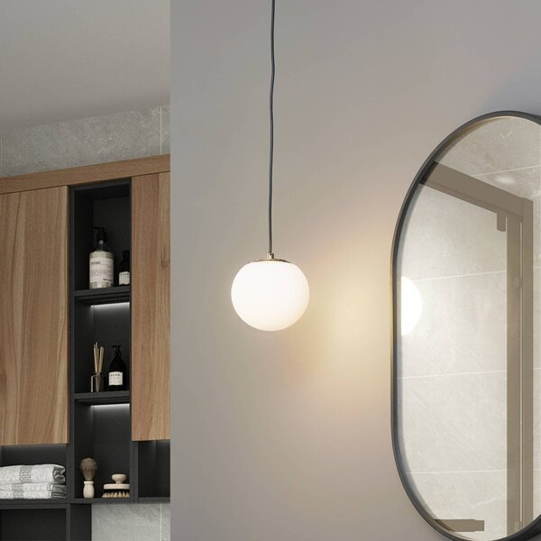 Lampada a sospensione in vetro Bidolo Lucande, dimmerabile, Ottone / Oro, Bagno, Vetro, Lampada a sospensione