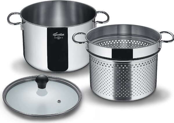 LAGOSTINA Pentola in Acciaio Inox cm 22 con Coperchio 2 Manici - Pastaiola