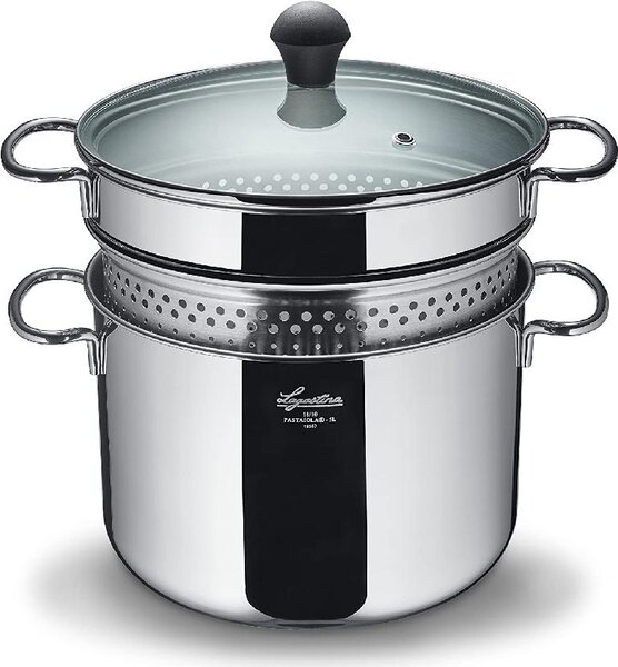LAGOSTINA Pentola in Acciaio Inox cm 22 con Coperchio 2 Manici - Pastaiola