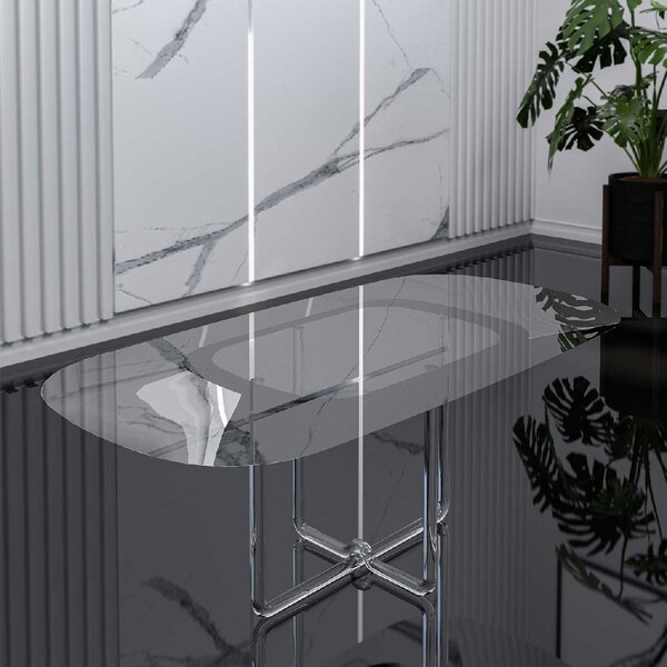 Vesta Tavolinetto rettangolare svasato in plexiglass dal design moderno ed elegante Essence Plexiglass Trasparente