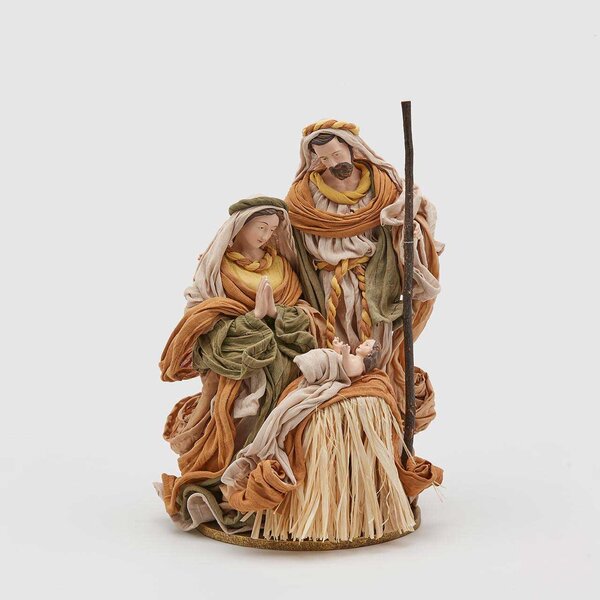 EDG - Enzo de Gasperi Addobbo natalizio statuina della natività con tessuto e con paglia -