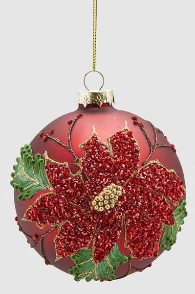 EDG - Enzo de Gasperi Decorazione natalizia per albero palla in vetro con stella di natale e perline -