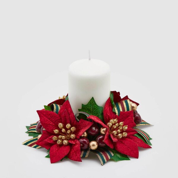 EDG - Enzo de Gasperi Decorazione natalizia Corona media stella di natale con nastro per candela -