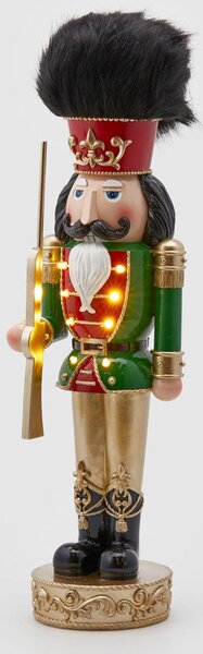EDG - Enzo de Gasperi Decorazione natalizia Soldatino schiaccianoci con corpo illuminato a led Verde
