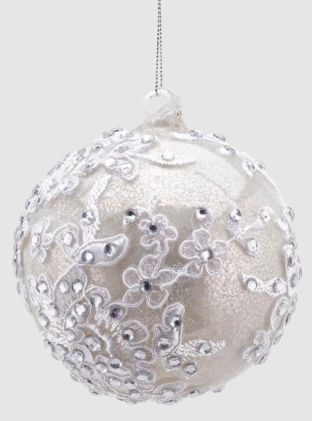 EDG - Enzo de Gasperi Decorazione natalizia palla in vetro piccola con gemme Vetro Argento