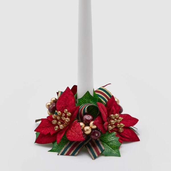 EDG - Enzo de Gasperi Decorazione natalizia Corona piccola stella di natale con nastro per candela -