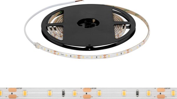Striscia LED 2835/60, 12V, 6W/m, IP65, 5m Colore Bianco Caldo 3.000K