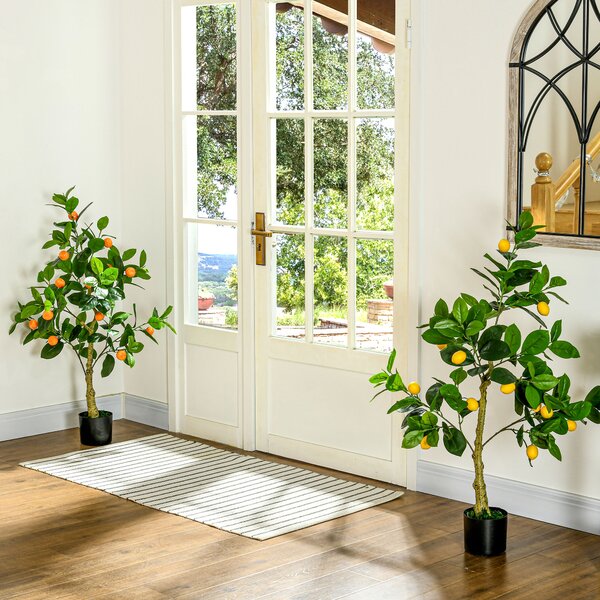 HOMCOM Set 2 Piante Artificiali di Limone e Arancia Alte 120cm per Interno ed Esterno con Vaso|Aosom