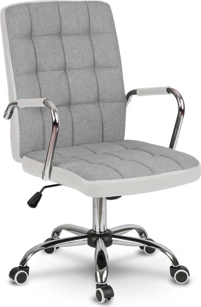 Sedia da ufficio in tessuto grigio e bianco Benton