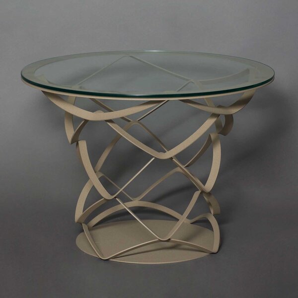 Arti e Mestieri Tavolino tondo Origami Metallo,Vetro Beige