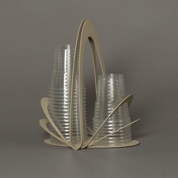 Arti e Mestieri Portabicchieri in metallo per bicchieri di plastica - Origami