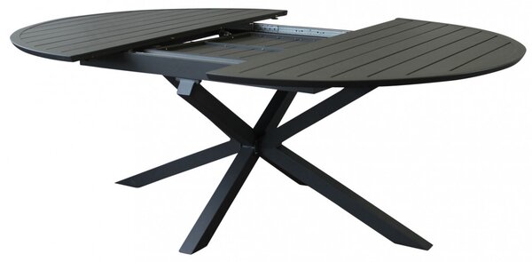 VivaGarden OUTLET - Tavolo da Giardino Allungabile Rotondo in Alluminio Dimensioni 150-204x150x75 cm colore Antracite - Artur