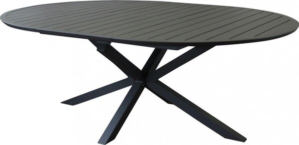 VivaGarden OUTLET - Tavolo da Giardino Allungabile Rotondo in Alluminio Dimensioni 150-204x150x75 cm colore Antracite - Artur