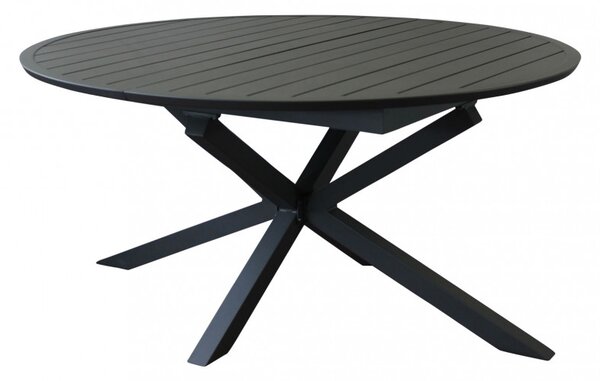 VivaGarden OUTLET - Tavolo da Giardino Allungabile Rotondo in Alluminio Dimensioni 150-204x150x75 cm colore Antracite - Artur