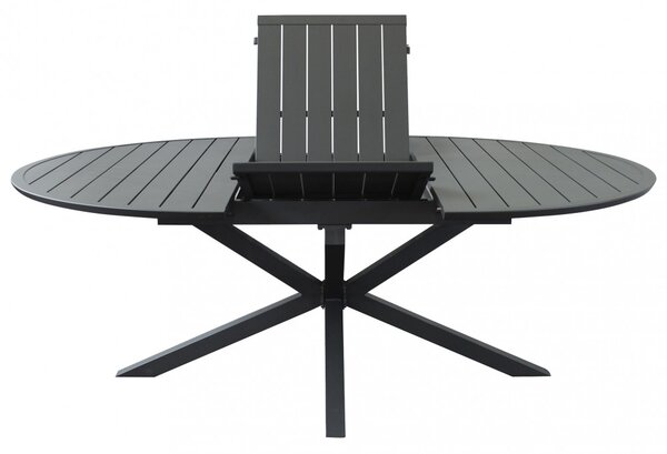 VivaGarden OUTLET - Tavolo da Giardino Allungabile Rotondo in Alluminio Dimensioni 150-204x150x75 cm colore Antracite - Artur
