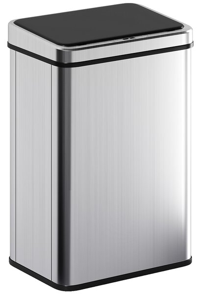 HOMCOM Pattumiera Automatica con Sensore 40 L in Acciaio Inox Anti-Impronta, Chiusura Ammortizzata, Argento | Aosom Italy