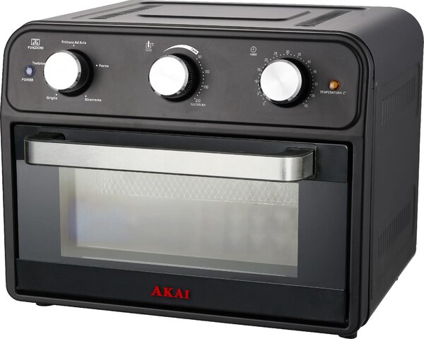 Akai OUTLET - Forno Elettrico Fornetto Ventilato Capacit 25 Litri Potenza 1800W con Funzione Friggitrice ad Aria, Girarrosto e Teglia a Rete color