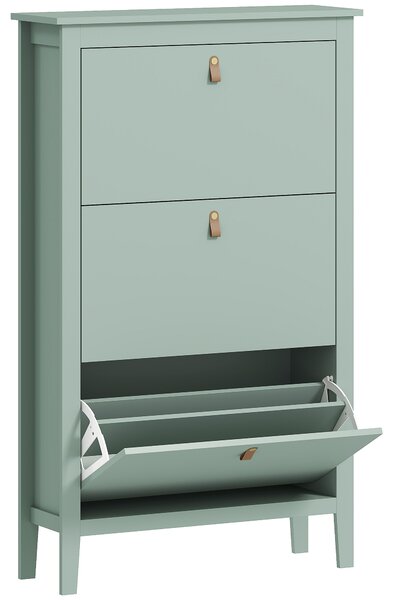 HOMCOM Scarpiera Slim 3 Cassetti per 21 Paia di Scarpe Taglia EU44 e Ripiani Regolabili, 80x24x131cm, Verde | Aosom Italy