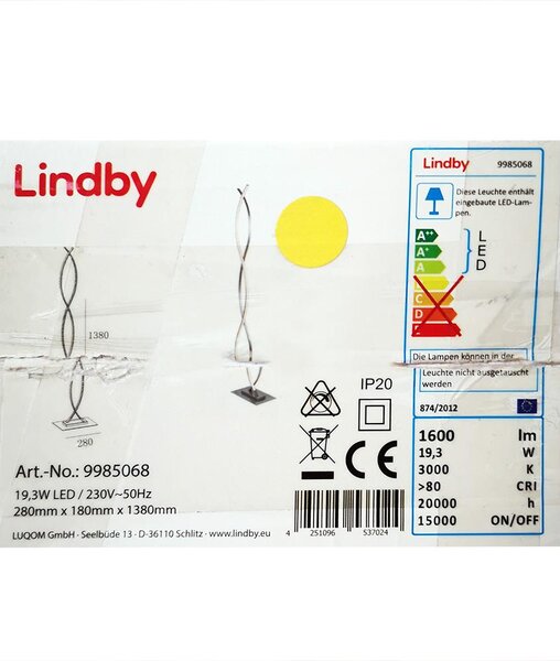 Lindby - Lampada LED da terra BOBI LED/24W/230V