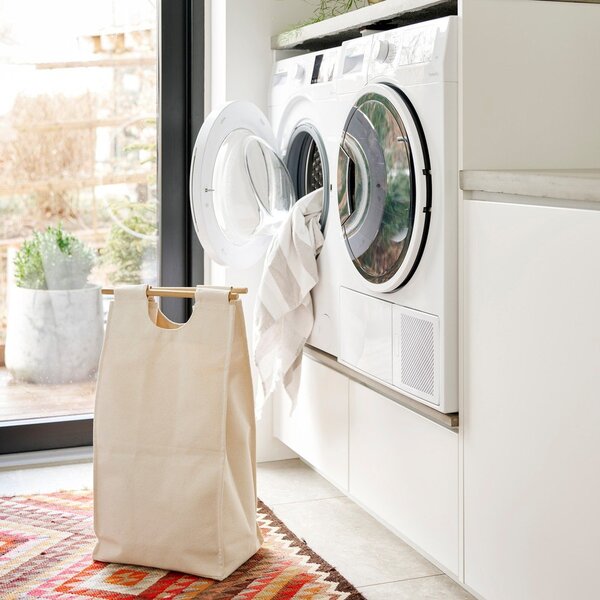 Cesta per il bucato da parete beige in tessuto BagUp – ReCollector