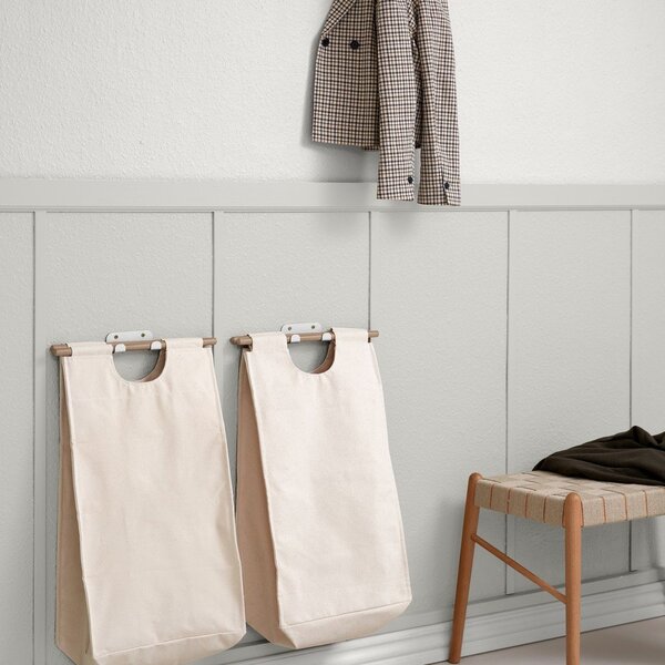 Cesta per il bucato da parete beige in tessuto BagUp – ReCollector