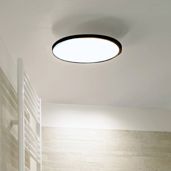 LIGHTME Plafoniera Aqua, Nero, Bagno, Alluminio, Moderno, Plafoniera