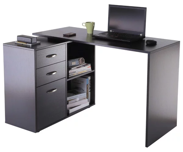 Scrivania da Ufficio ad Angolo Porta PC 117x83,5x76 cm in Legno Nera