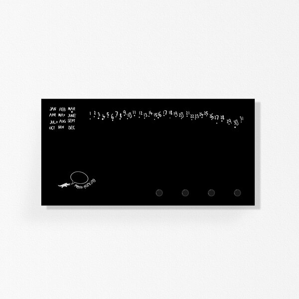 Design Object Portachiavi da parete per ufficio con calendario e lavagna magnetica "MINI KROK" Metallo Nero